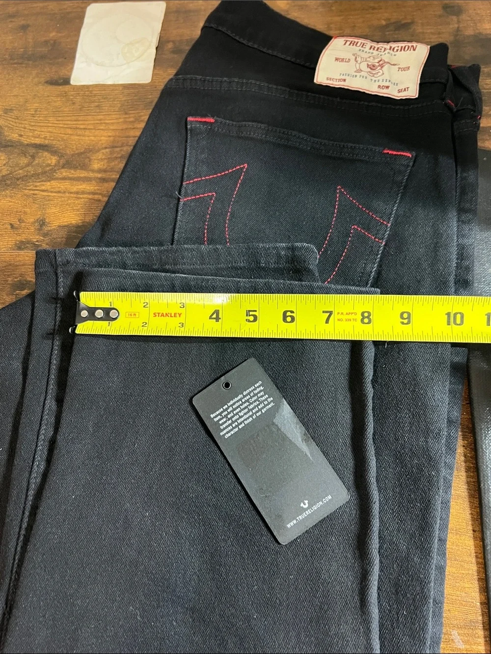 True Religion Men’s Black Jeans with Red Stitching